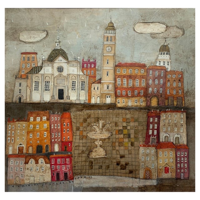 Dominika Stawarz-Burska, Town XI, Mixed Media on Board, 2023 For Sale