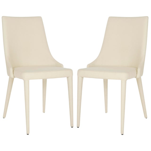 Metal 19''H Linen Side Chair in Beige - a Pair For Sale - Image 7 of 7