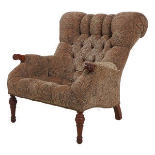 Stickley Tufted Upholstered Cherry Leopold Chair For Sale