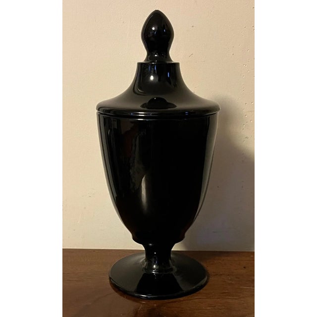 Black Amethyst Glass Urn With Cover For Sale - Image 12 of 13