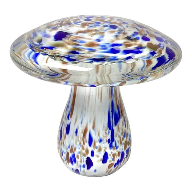 Vintage Mid Century Modern Murano Glass Mushroom Paperweight For Sale