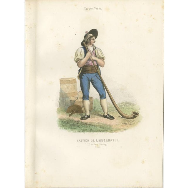 Mid 19th Century Alpine Trades and Folk Costume Engravings, 1850, Engraving For Sale - Image 5 of 9