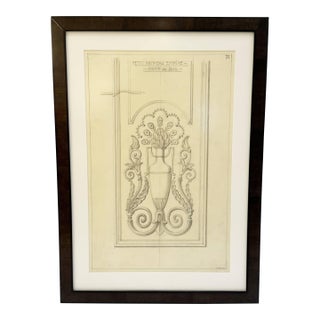 Mid-20th Century Maison Jansen Architectural Detail Original Pencil Drawing For Sale
