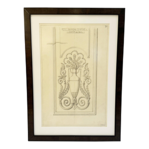 Mid-20th Century Maison Jansen Architectural Detail Original Pencil Drawing