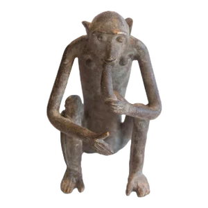 Vintage African Monkey Eating Banana Figurine