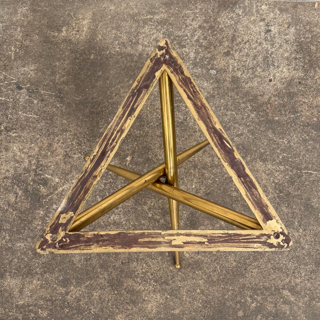 Alabaster Italian Mid-Century Marble Top Coffee Table With Brass Tripod Base For Sale - Image 8 of 10