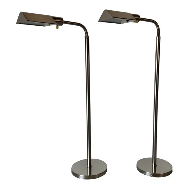 Vintage George Hansen Metalarte - Spain Chrome Floor Lamps – A Pair/ Sold For Sale
