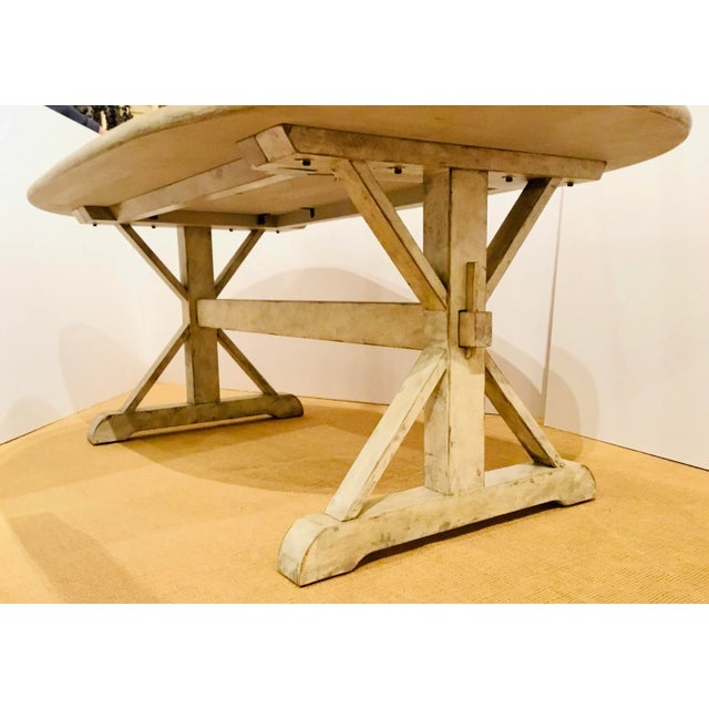 Contemporary Organic Modern Antique White Wood Dining Table For Sale - Image 3 of 6