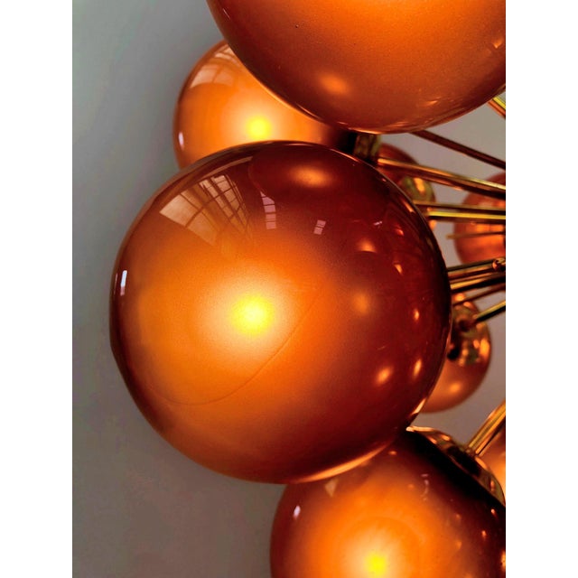 Fabio Ltd 21st Century Ventiquattro Natural Brass Frosted Amethyst Murano Sputnik Chandelier by Fabio LTD For Sale - Image 4 of 5