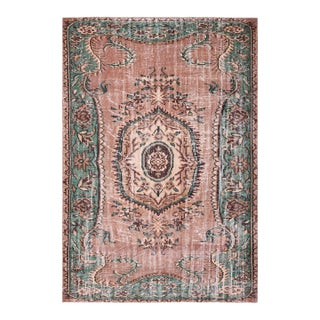 1970s Vintage Turkish Handmade Wool Cotton Beige Area Rug For Sale