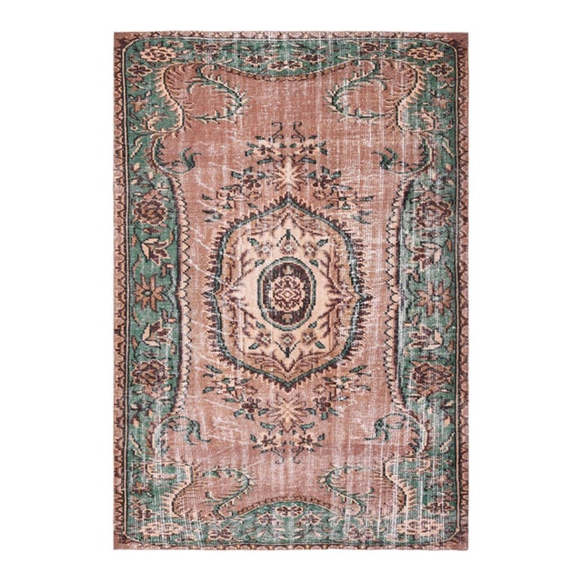 1970s Vintage Turkish Handmade Wool Cotton Beige Area Rug For Sale