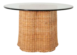 Michael Taylor Attributed Scalloped Rattan Wicker Dining Table