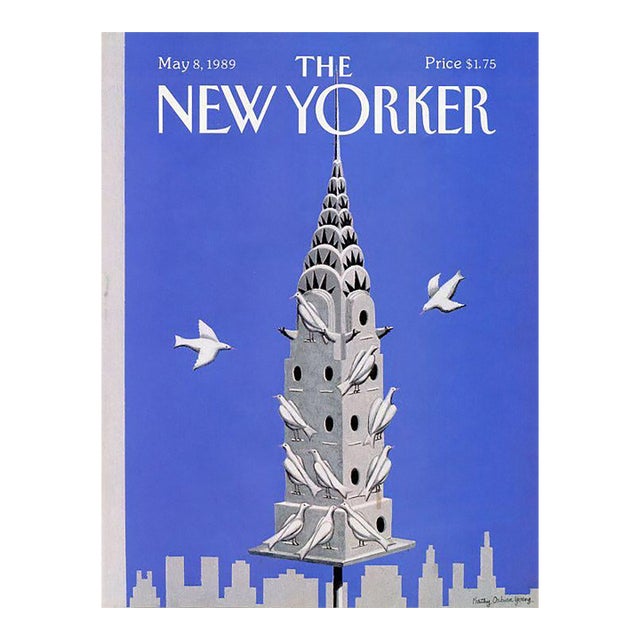 1989 Vintage New Yorker Magazine Cover, May 8, Kathy Osborn Young Cover Art, Chrysler Building For Sale