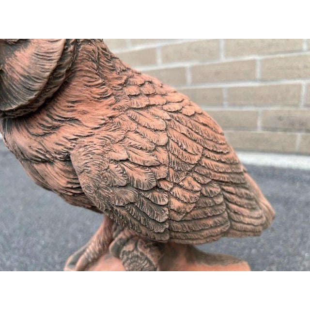 2000 - 2009 English Owl Garden Ornament in Aged Terracotta For Sale - Image 5 of 18