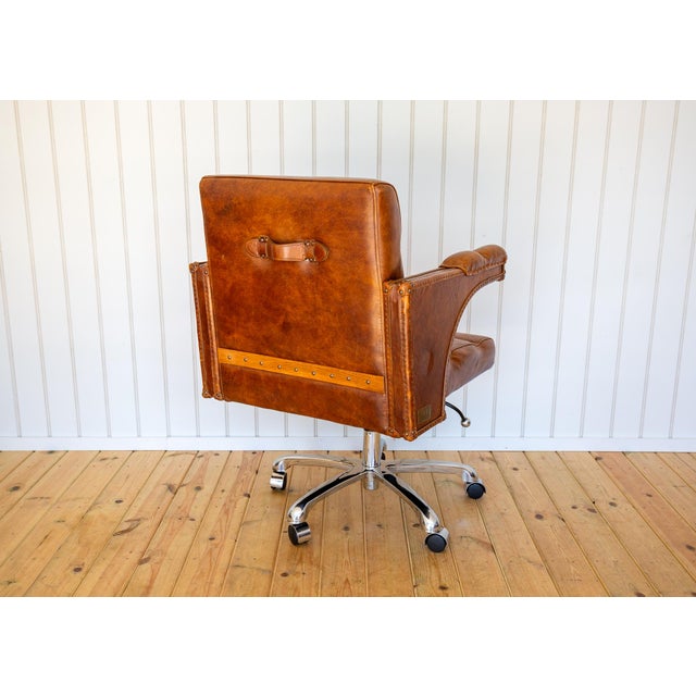 Vintage Executive Desk Chair Office in Tan Leather with Tilt Swivel Height Adjustable by Timothy Oulton for Halo For Sale - Image 13 of 18