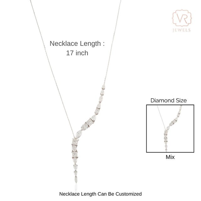 Luxurious 5.54 Carat Diamond Y-Drop Necklace in 14k White Gold 17 Inches For Sale - Image 10 of 14