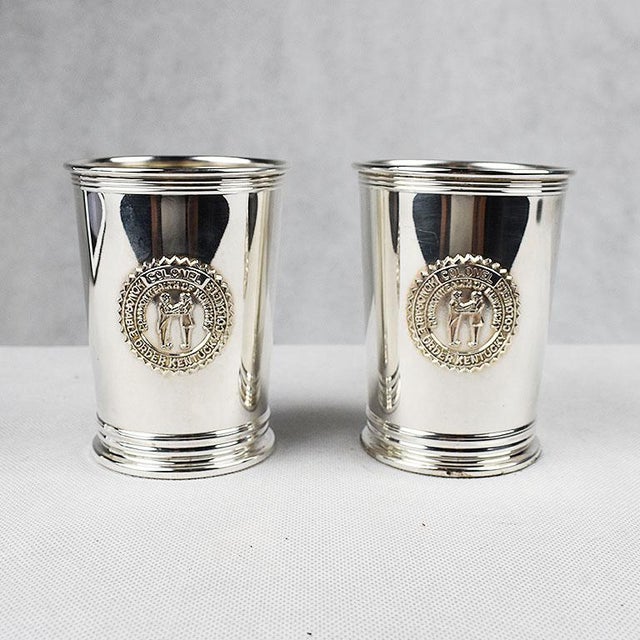 Silver Plate Engraved Kentucky Colonels Mint Julep Cups 1982 a Pair