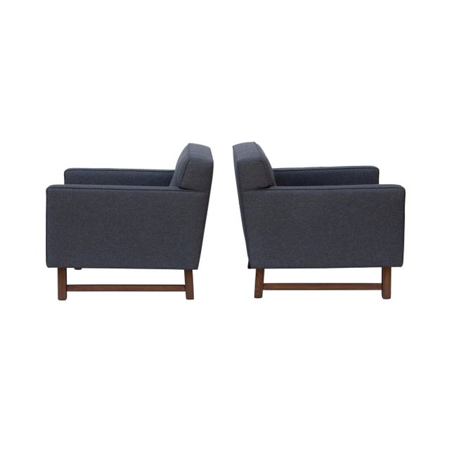 Wood Tufted Midcentury Armchairs in the Style of Dunbar- a Pair For Sale - Image 7 of 13