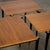 Brown Mid-20th Century MCM Stacking Tables Walnut Veneer Tops Brass and Ebonized Legs Set of 3 For Sale - Image 8 of 18