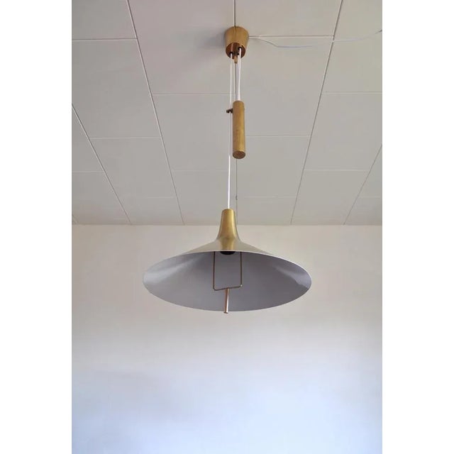 Danish Mid-Century Modern Brass Counterweight Pendant in the Style of Paavo Tynell, 1950s For Sale - Image 10 of 10