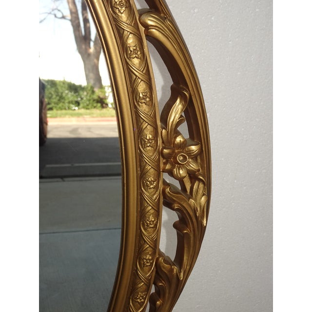 Glass Vintage Syroco French Provincial Ornate Gold Oval Mirror ~ Hollywood Regency For Sale - Image 7 of 12