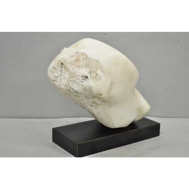 Vintage Modernist Abstract Carved Alabaster Marble Female Bust Figure Sculpture For Sale - Image 9 of 18