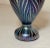 1980s Vintage Miniature Hand Blown Pulled Feather Blue Iridescent Studio Glass Vase For Sale - Image 5 of 10