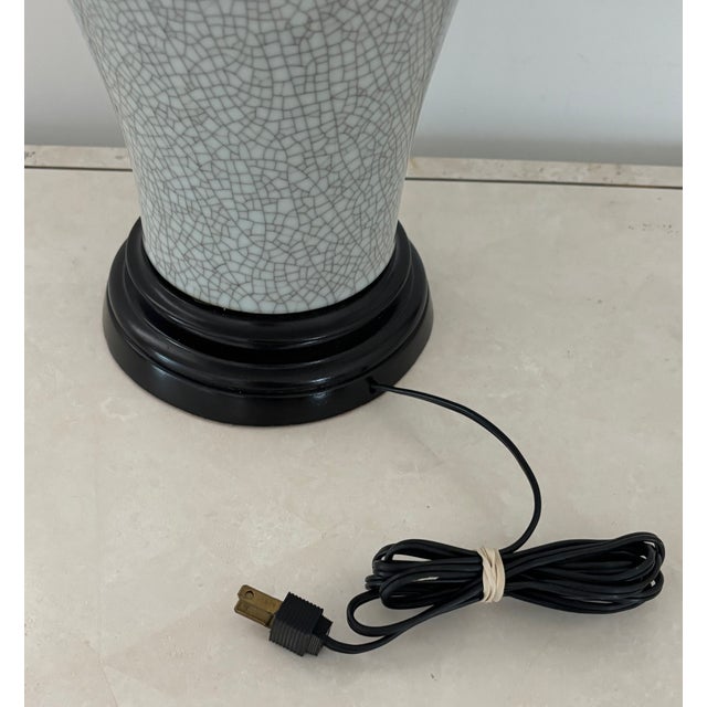 Wood Late 20th Century Vase Lamp With Brass Cap, Crackle Finish For Sale - Image 7 of 8