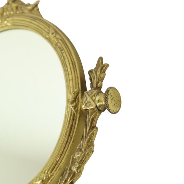 French Baroque Style Gilt Brass Table Mirror, 1950s For Sale - Image 10 of 17