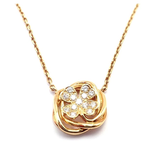 Chanel 4 Leaf Clover Gold Diamond Pendant Link Chain Necklace For Sale - Image 12 of 12