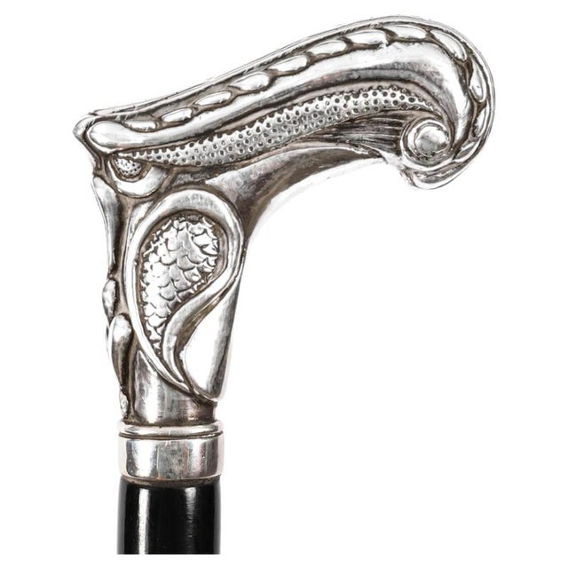 Antique French Art Nouveau Silver Walking Cane Stick, 1800s For Sale - Image 13 of 13