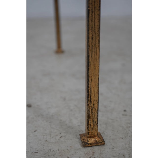 Pair Modern Design Gold Finish Glass Top End Tables For Sale - Image 4 of 13