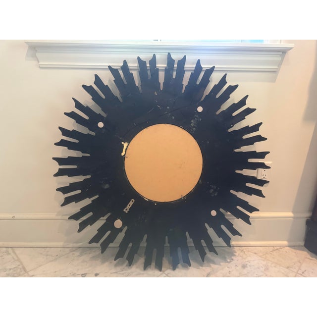 Hollywood Regency Oversized Giltwood Sunburst Mirror For Sale - Image 3 of 8