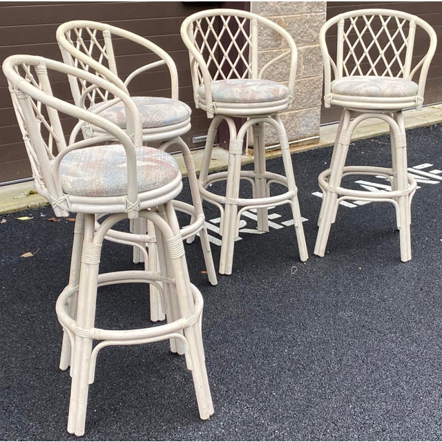 Rattan Swivel Bar Stools Set of 4 Chairish