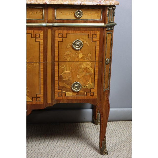 Transitional Marquetry Chest of Drawers, 1970s For Sale - Image 3 of 15