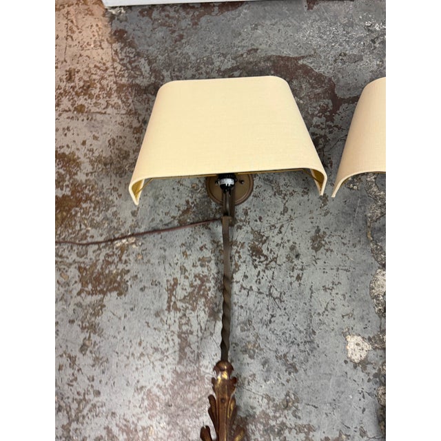 Metal Restoration Hardware Vintage Iron Wall Sconces, Pair For Sale - Image 7 of 12