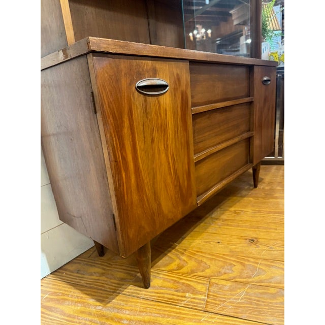 1950s Walnut China Cabinet For Sale - Image 11 of 15
