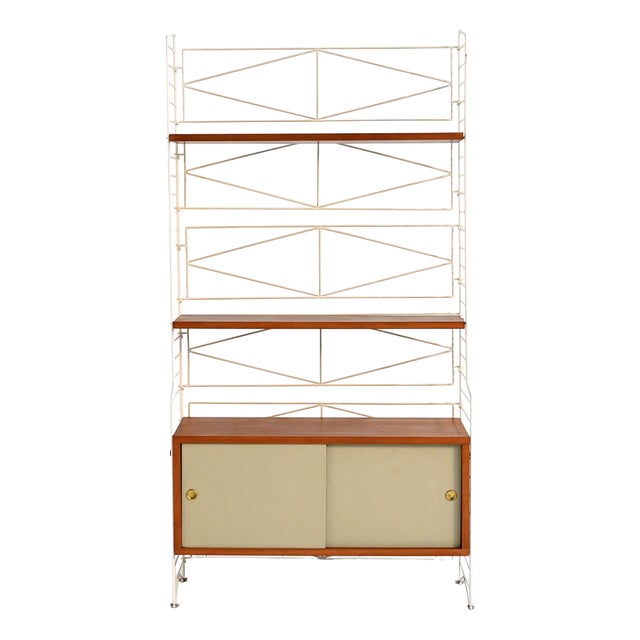 Freestanding Modular Bookcase in String Style, 1960s For Sale