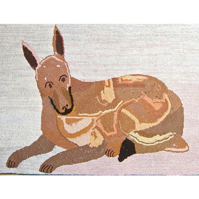 Early 20th Century American Folk Art Hooked Rug Decorated With a Dog For Sale - Image 5 of 6