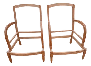 French Art Deco Style Beech Armchair Frames by Maître Artisan Michel Postaire, 1980, Set of 2