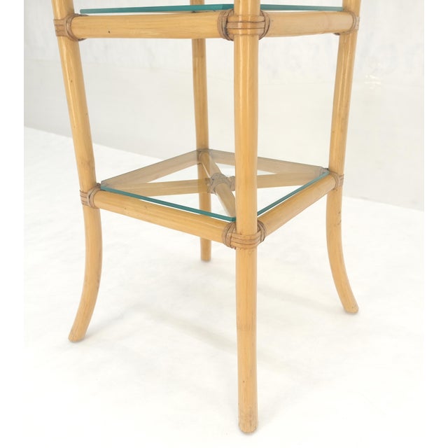 Bamboo & Leather Figural 13" Square Profile Dome Shape Etagere MINT