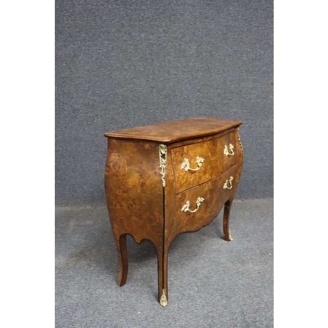 Brown Italian Style Burl Walnut Ormolu-Mounted Commode For Sale - Image 8 of 10