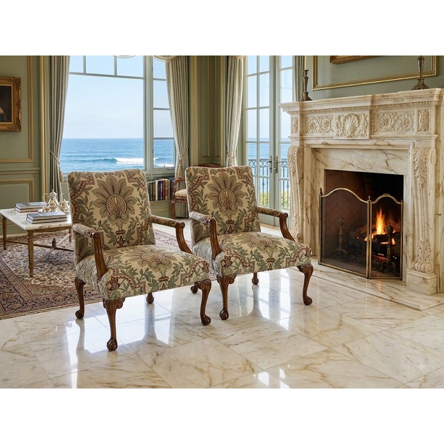 The 2-1870 Chippendale Needlepoint Tapestry Chairs are exquisite antique indoor chairs crafted in the United States during...