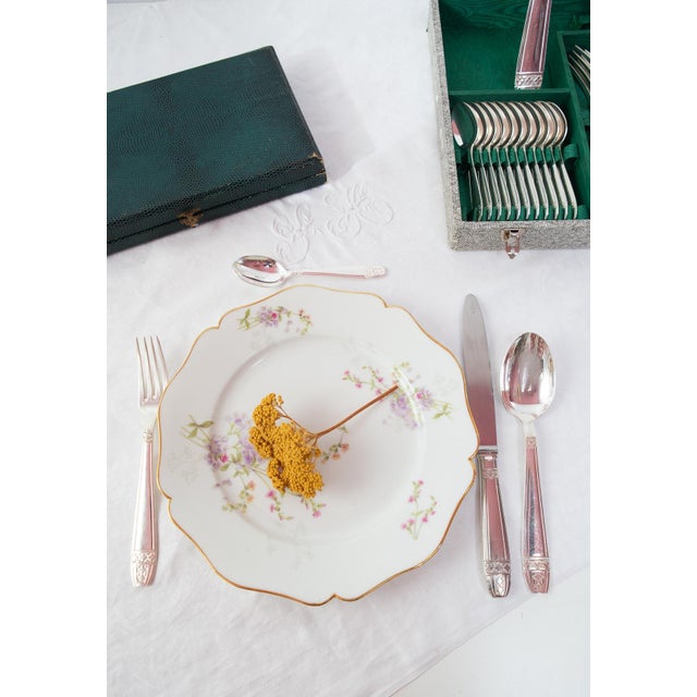 French Art Deco Style Cutlery Service for 12 in Silver Metal, 1950s, Set of 49 For Sale - Image 3 of 12