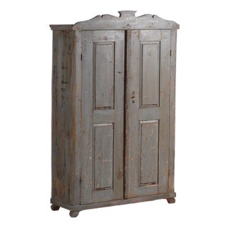 Rustic Painted Wooden Wardrobe For Sale