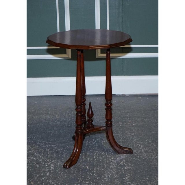 Hexagon Side Table in Hardwood with Curved Spade Feet For Sale - Image 4 of 16