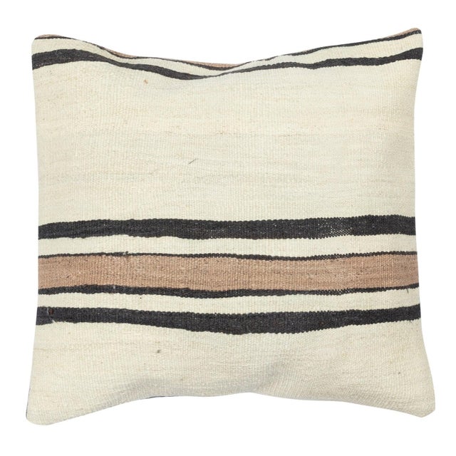 Traditional 20"x20" SET OF 2 - Hemp Kilim Cushion Covers. A pair of Lace Pillow Covers For Sale - Image 3 of 4