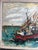 1950s 1950s Mid Century Acrylic on Board Painting of a Boat at Sea For Sale - Image 5 of 12