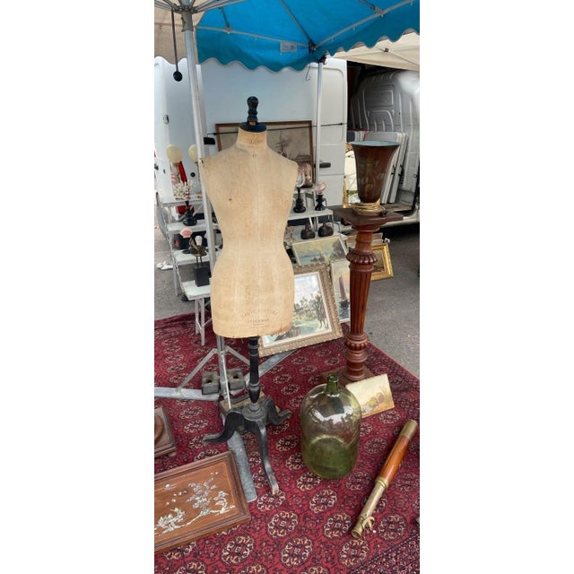 Vintage Haute Couture Tailor's Dummy with Cabaret Base from Stockman Paris, 1930s For Sale - Image 4 of 5