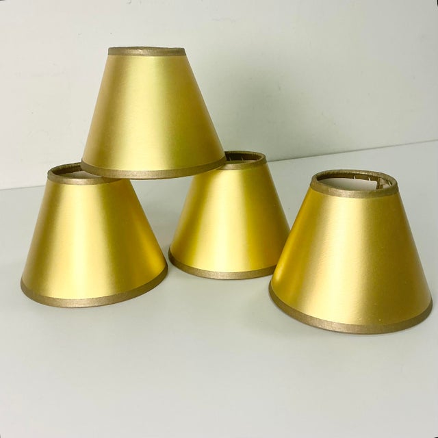 Hollywood Regency 1980s Vintage Boho Chic Hollywood Regency Golden Chandelier Lamp Shades - Set of 4. For Sale - Image 3 of 9